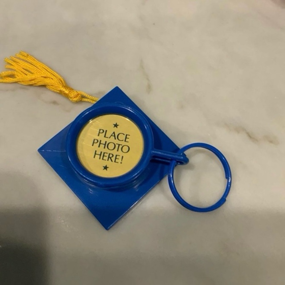 Avon Blue and Yellow Graduation Cap keyring - Picture 2 of 3